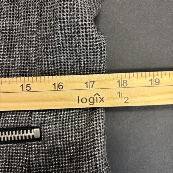 Womens MNG Casual Tweed‎ Asymmetrical Blazer Metal Zippers Pockets Raw Hem Small - Picture 10 of 13